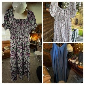 3x Dresses 2 long 1 knee length